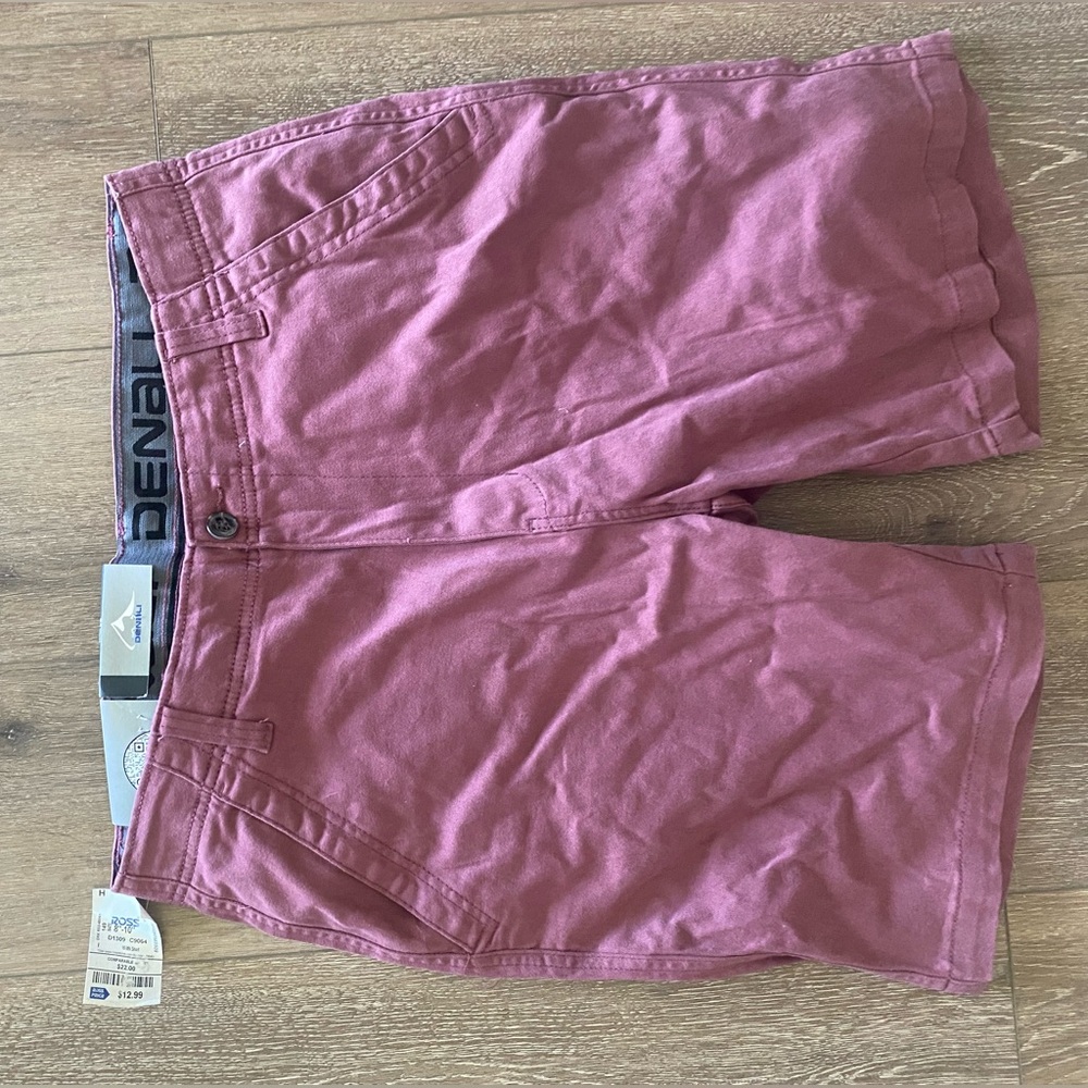 Denali mens flatfront maroon colored shorts